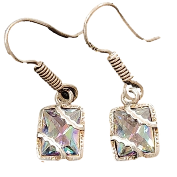 Jewelry - MYSTICAL EYE RAINBOW MAGIC TOPAZ .925 STERLING SILVER EARRINGS